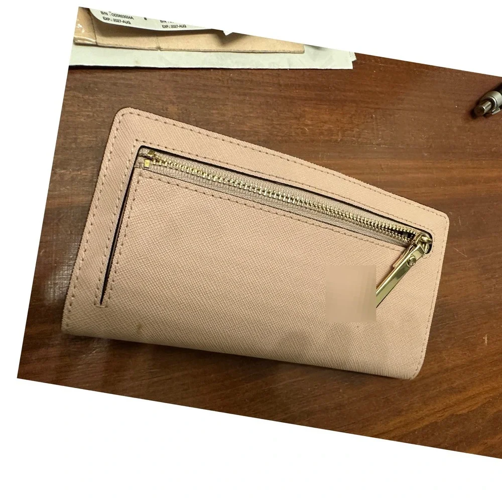 Kate Spade Neda Bifold Wallet Pink Bow Rhinestone Embellished Zip‎ Around VGUC